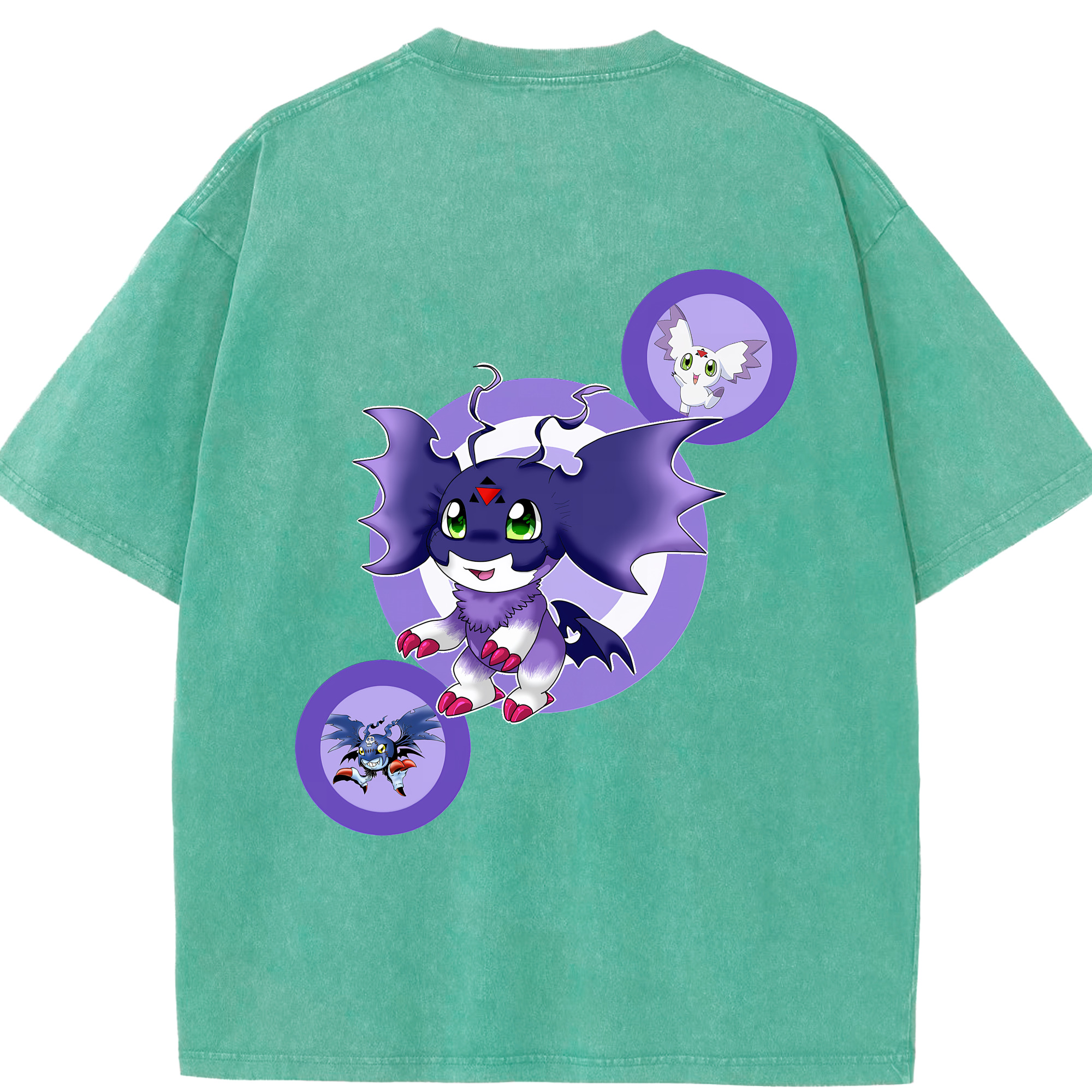 （画像用） Digimon デジタルモンスター/デジモン 綿100% ヴィンテージ風 半袖Tシャツ（背面プリント）